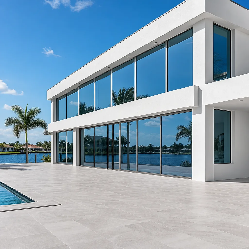 Modern luxury home with high-performance impact windows and sliding doors in Davie, FL